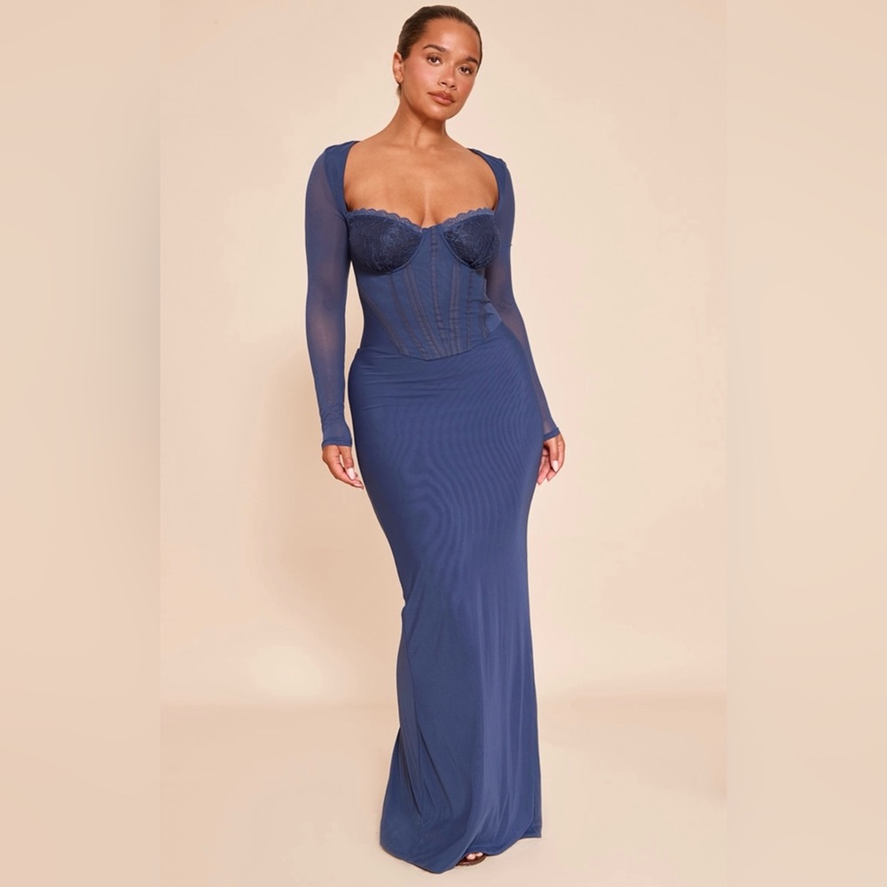 PrettyLittleThing Navy Maxi Dress